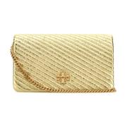 Gouden Leren Clutch Tas Tory Burch , Yellow , Dames