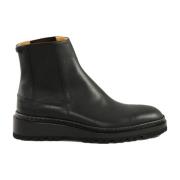 Leren enkellaars met rubberen zool Testoni , Black , Heren