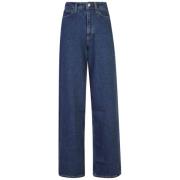 Indigo Denim Wide Leg Jeans Calvin Klein , Blue , Dames