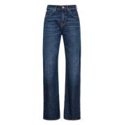 Wijde Pijp Blauwe Katoenmix Jeans Pinko , Blue , Dames