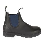 Zwarte leren Chelsea laarzen met navy Blundstone , Black , Dames