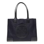 Zwarte Nylon Tote Tas met Leren Details Tory Burch , Black , Dames