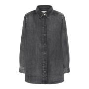 Denim Blouse met Zilveren Details Gestuz , Black , Dames