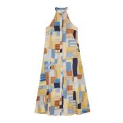 Gedessineerde Mouwloze Maxi Jurk met Split Ottod'Ame , Multicolor , Da...