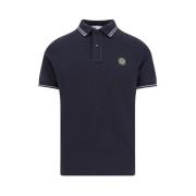 Stretch katoenen poloshirt met knopen Stone Island , Blue , Heren