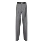 Grijze wollen broek met dubbele plooi Max Mara Studio , Gray , Dames