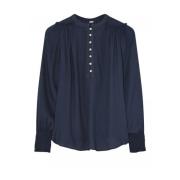 Smock Manchet Blouse BlauweNachten Gustav , Blue , Dames