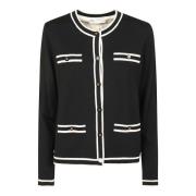 Crème Lana Cardigan met Marine Details Tory Burch , Black , Dames