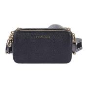 Zwarte Gehamerde Leren Schoudertas Michael Kors , Black , Dames