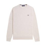 Klassieke Ronde Hals Merinowol Blend Trui Fred Perry , Beige , Heren