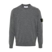 Fijngebreide trui met kompaspatch Stone Island , Gray , Heren