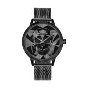 Zwarte Roestvrijstalen Quartz Analoge Horloge Police , Black , Dames