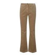 Fluwelen Baksteen Pantalone met Rits Sluiting Massimo Alba , Beige , D...