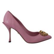 Elegante Rosa Leren Hakken Pumps Dolce & Gabbana , Pink , Dames