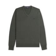 Klassieke V-hals Jersey Subcultuur Icoon Fred Perry , Green , Heren