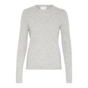 Basis Ronde Hals Pullover Trui Soaked in Luxury , Gray , Dames