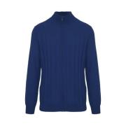 Blauwe Wollen Trui Rits Vest Malo , Blue , Heren