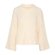 Mesh Pullover Sweater Whisper Style Soaked in Luxury , Beige , Dames