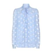 Semisheer Strik Kraag Shirt Dolce & Gabbana , Blue , Dames