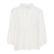 Vrouwelijke Blouse met ¾ Mouwen Kaffe , White , Dames