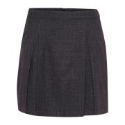 Klassieke Hoge Taille Rok Donkergrijs Geruit Kaffe , Gray , Dames