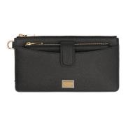 Dauphine Leren Portemonnee met Rits Dolce & Gabbana , Black , Dames