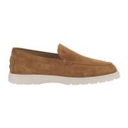 Bruine Suède Loafer met Amandel Teen Tod's , Brown , Heren