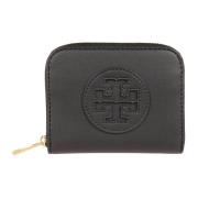 Zwarte leren portemonnee met iconisch logo Tory Burch , Black , Dames