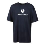 Katoenen Jersey T-shirt met Logo Belstaff , Blue , Heren