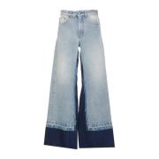 Denim Jeans met Patch Logo MM6 Maison Margiela , Blue , Dames