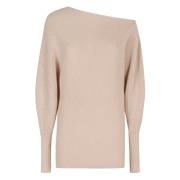 Geribbelde One-Shoulder Sweater Philosophy di Lorenzo Serafini , Beige...