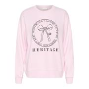 Gedrukte Sweatshirt met Ronde Hals Kaffe , Pink , Dames