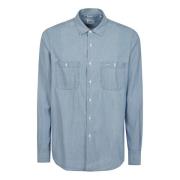 Denim Chambray Button-Up Shirt Aspesi , Blue , Heren