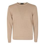 Beige Linnen Katoen Ronde Hals Sweater Zanone , Beige , Heren