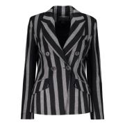 Gestreepte wollen blazer met reverskraag Lorena Antoniazzi , Black , D...