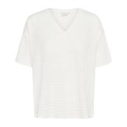 Eenvoudige V-hals Tee Krijt Kaffe , White , Dames