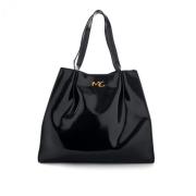 Glanzende Shopper Tas met Afneembare Band Manila Grace , Black , Dames