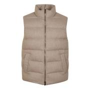 Beige Gewatteerd Vest met Cashmere Mix Montedoro , Beige , Heren