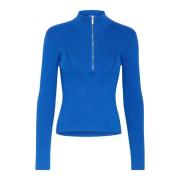 Sportieve Blauwe Pullover met Ritsdetail Gestuz , Blue , Dames