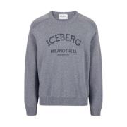 Trui met ronde hals en logo Iceberg , Gray , Heren