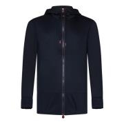 Navy Blauwe Katoenen Hoodie Kiton , Blue , Heren