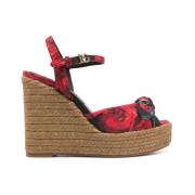 Bloemenprint Sleehak Sandalen Dolce & Gabbana , Red , Dames