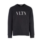 Zwarte Katoenen Sweatshirt met Ronde Hals Valentino , Black , Heren