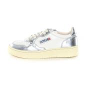 Kleurrijke Leren Sneaker met Reflecterend Label Autry , Gray , Dames