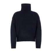 Navy Blue Wool Blend Sweater Ami Paris , Blue , Dames