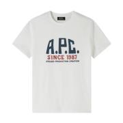 Vintage Logo Print Biologisch Katoen T-shirt A.p.c. , White , Heren