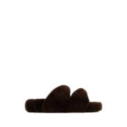 Shearling Twist Slippers Aquazzura , Brown , Dames