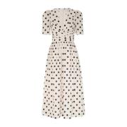 Polka Dot Midi Jurk met Plunge Halslijn Zimmermann , White , Dames