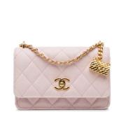 Pre-owned Leather wallets Chanel Vintage , Pink , Dames