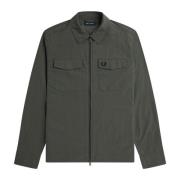 Groene Utility Shirt met Rits Fred Perry , Green , Heren